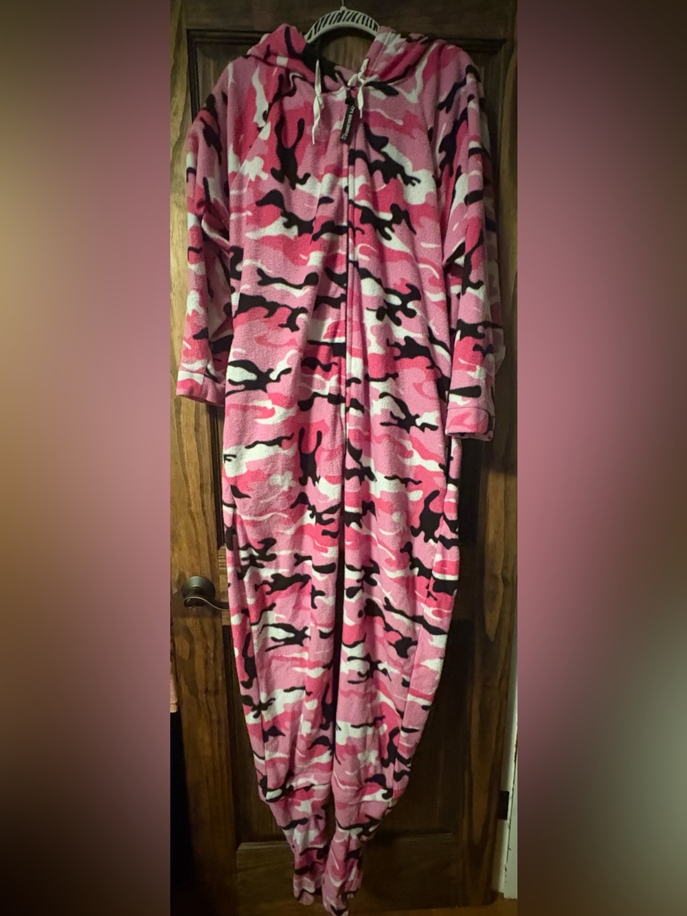Forever Lazy Pink Camo Fleece Adult Onesie Size S